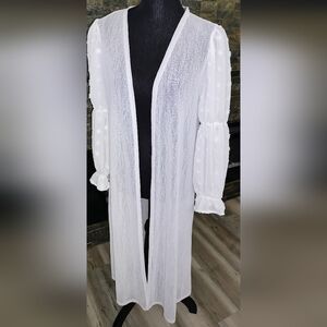 Ember White Sheer Long Sleeve Cardigan Size M
